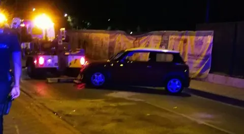 Choque entre coche y moto en el subterr&aacute;neo