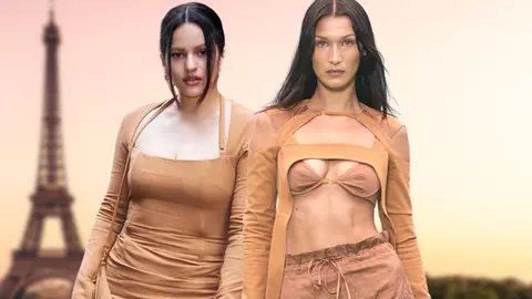 Rosal&iacute;a copia el 'look' a Bella Hadid en el desfile de Jacquemus en Par&iacute;s 