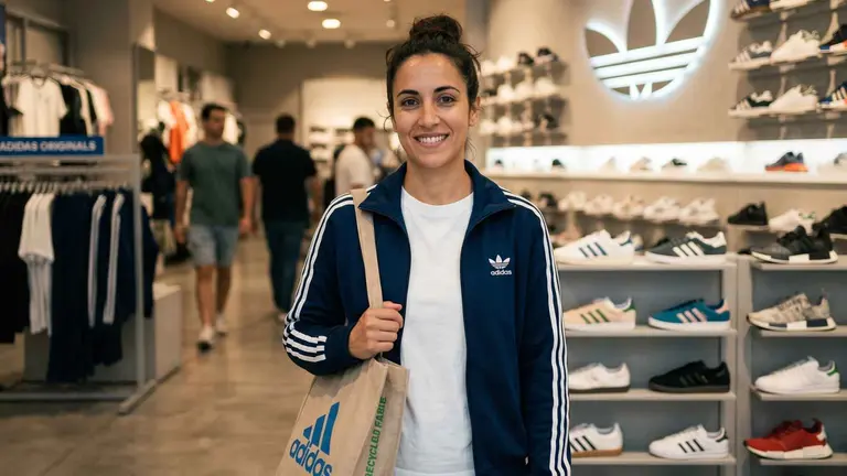 Una mujer en el interior de una tienda Adidas