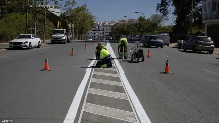 Trabajos en una calle de Huelva