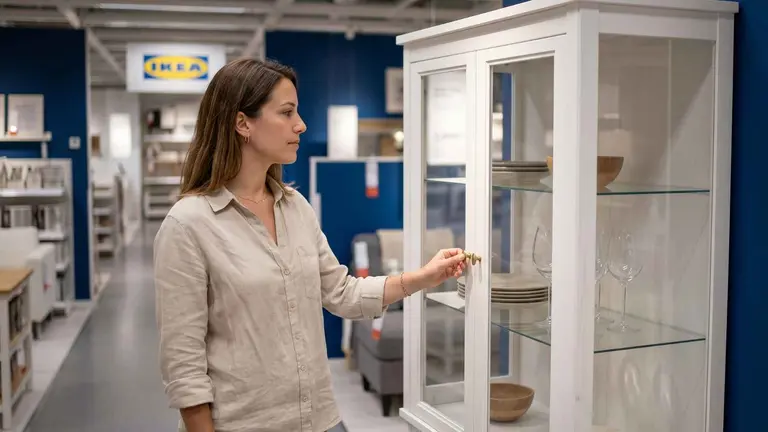 La nueva vitrina de Ikea que eleva el comedor con puertas de vidrio y aire minimalista