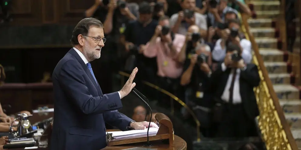Mariano Rajoy, presidente en funciones, durante su discurso de investidura. - Imagen EFE