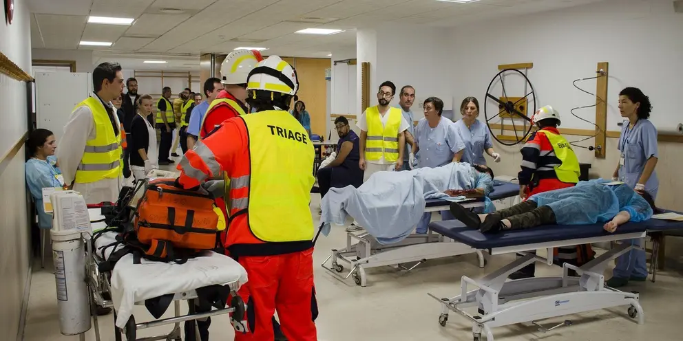 Imagen del simulacro realizado en el HLA Jerez Puerta del Sur en Diciembre de 2016