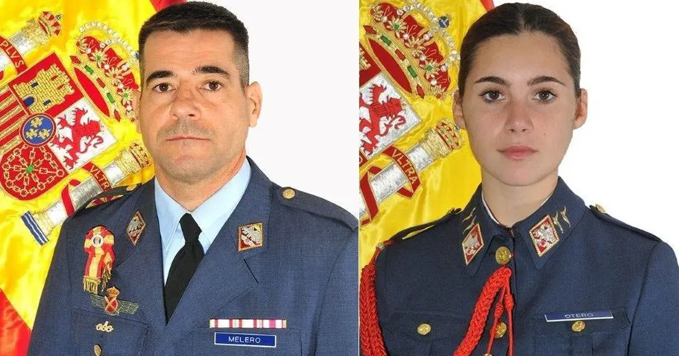 Comandante Daniel Melero y la alf&eacute;rez alumna Rosa Mar&iacute;a Almir&oacute;n, del Ej&eacute;rcito del Aire