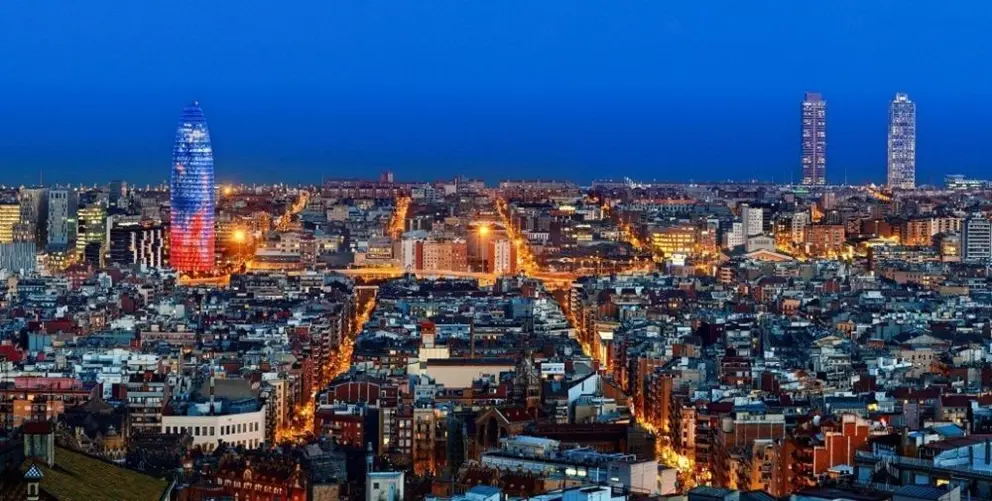 23 Mar 2011, Barcelona, Barcelona Province, Spain --- Barcelona skyline with Torre Agbar at twilight, Barcelona, Spain --- Image by &copy; Sylvain Sonnet/Corbis