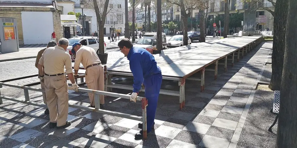 Montaje de los palcos en Jerez