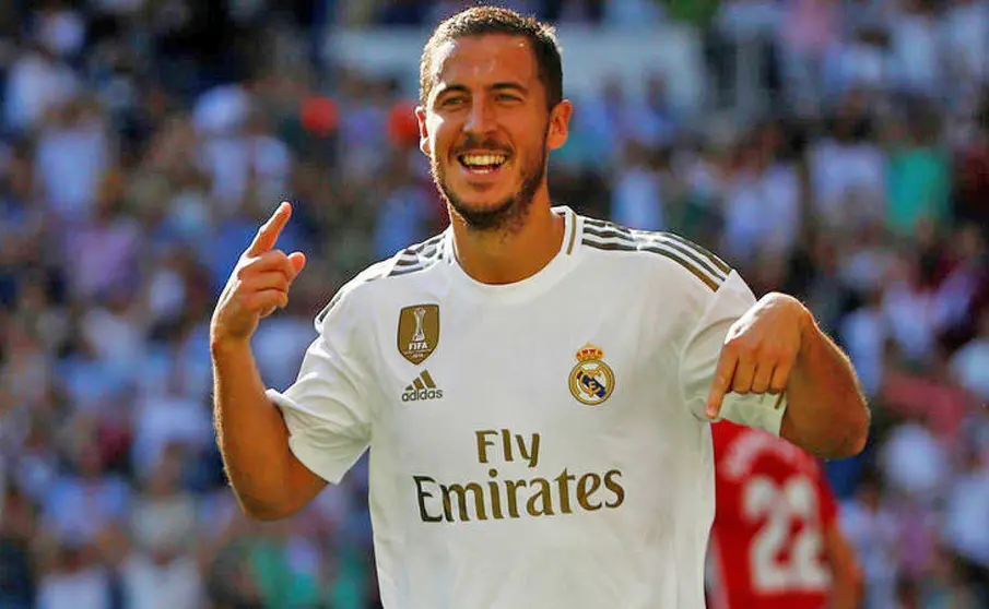 Eden Hazard celebra un gol con el Real Madrid
