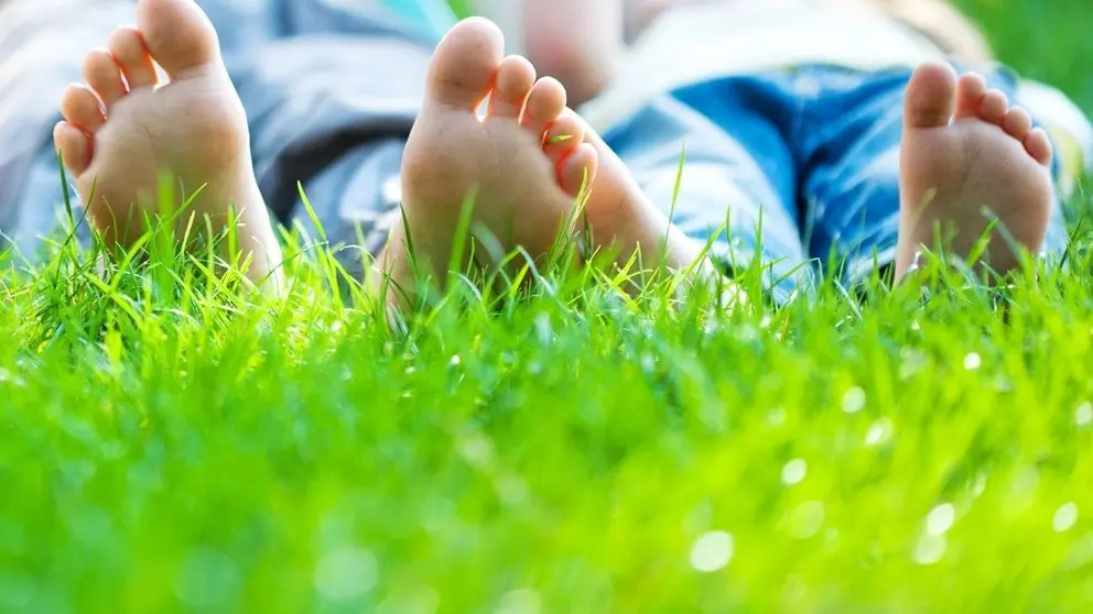 Personas de relax tumbados en el c&eacute;sped