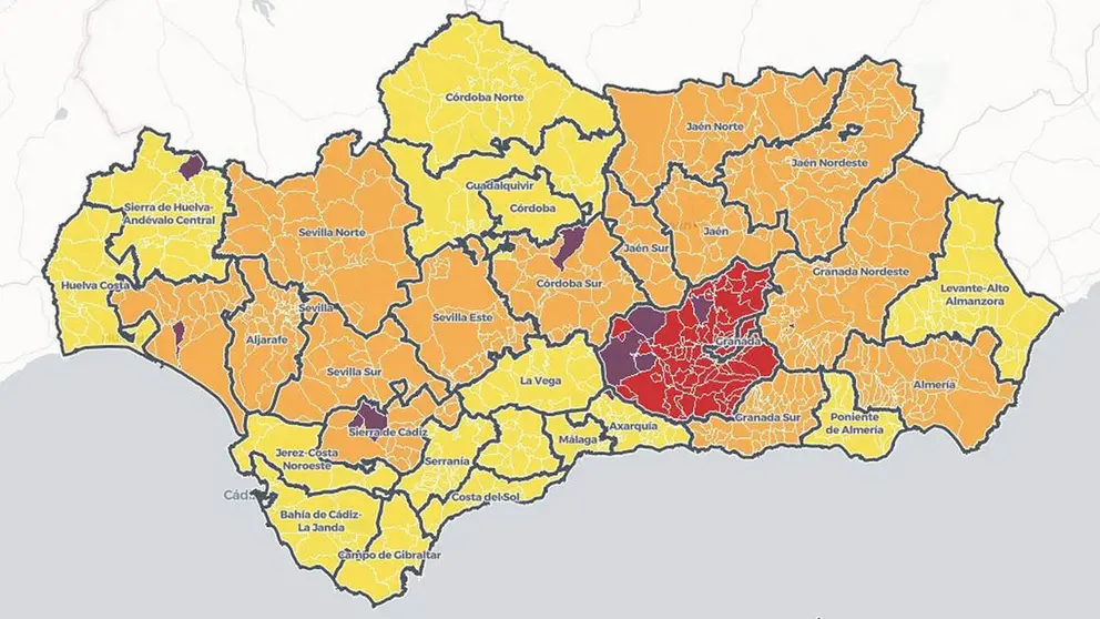 Mapa de riesgo Covid-19 en Andaluc&iacute;a | 8 de mayo de 2021