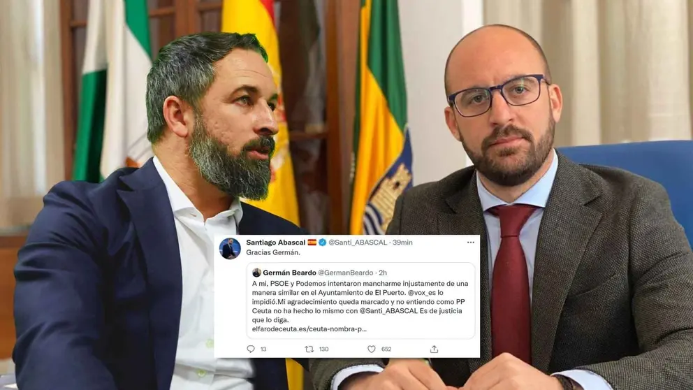 Santiago Abascal agradece al alcalde de El Puerto, Germ&aacute;n Beardo, su apoyo ante la pol&eacute;mica en Ceuta