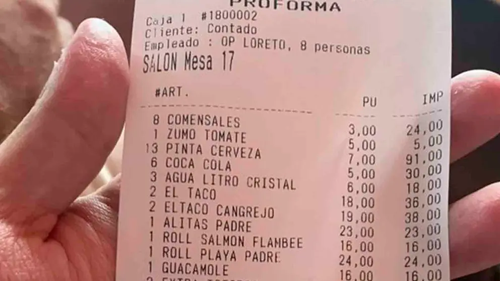 Viral cuenta del restaurante en Marbella
