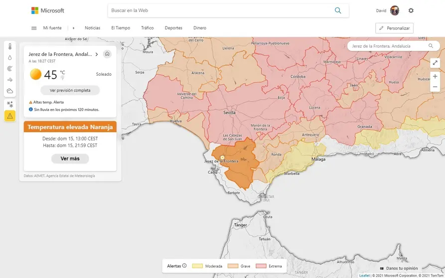 Y Jerez llega el domingo a 45 grados en la ola de calor que azota Andaluc&iacute;a