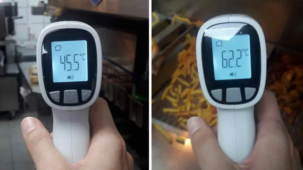 Temperatura del term&oacute;metro captado por la trabajadora en el Burger King de Luz Shopping (Jerez)