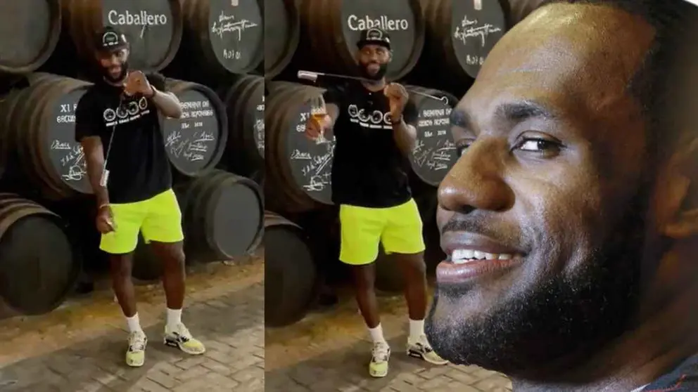 As&iacute; venencia Lebron James el vino de Jerez en su visita a El Puerto