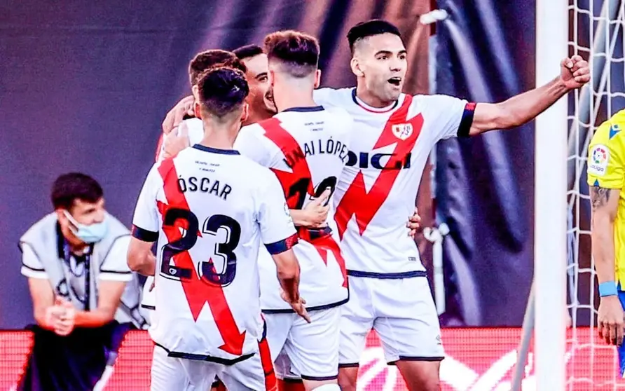 El Rayo Vallecano celebra el gol del Falcao