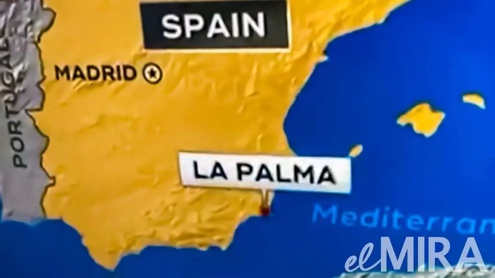 La CBS coloca el volc&aacute;n de La Palma en Murcia en plena erupci&oacute;n