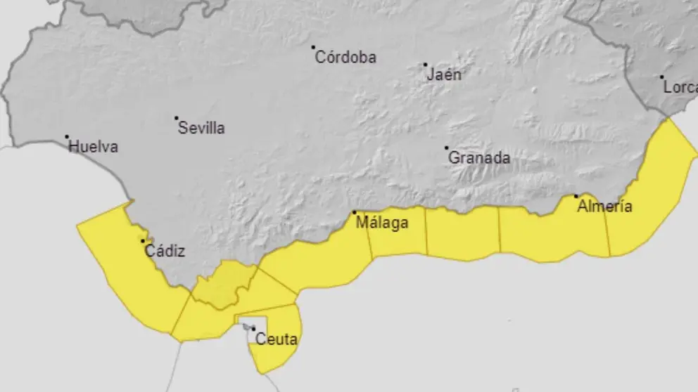 Alerta amarilla en el litoral andaluz, M&aacute;laga, C&aacute;diz, Granada y Almer&iacute;a. Aemet