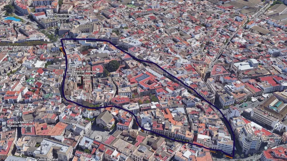 Vista a&eacute;rea de la antigua Juder&iacute;a de Jerez