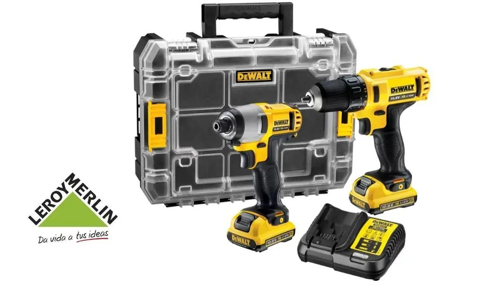 Las 2 herramientas imprescindibles para tener en casa las tiene (en kit) Leroy Merlin taladro y atornillador