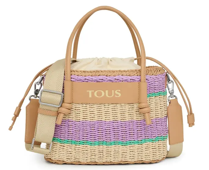 Capazo mediano de rafia malva Scoubidou