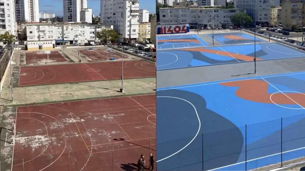 El antes y el despu&eacute;s del Poli de Icovesa en Jerez