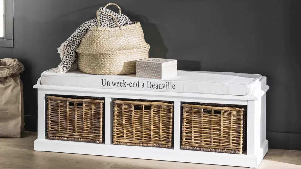 Banco de almacenaje con 3 compartimentos de Maisons du Monde