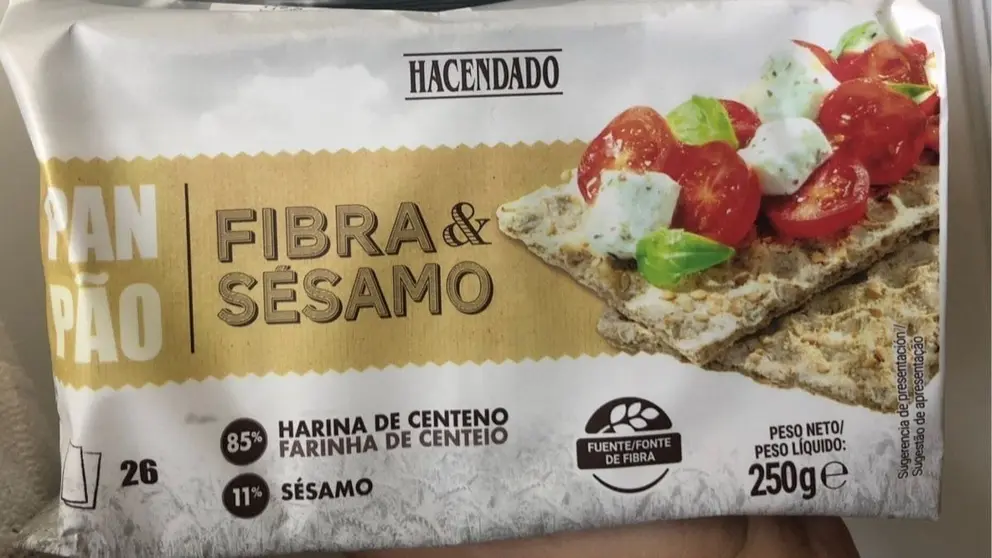 Pan de fibra y s&eacute;samo Hacendado de Mercadona