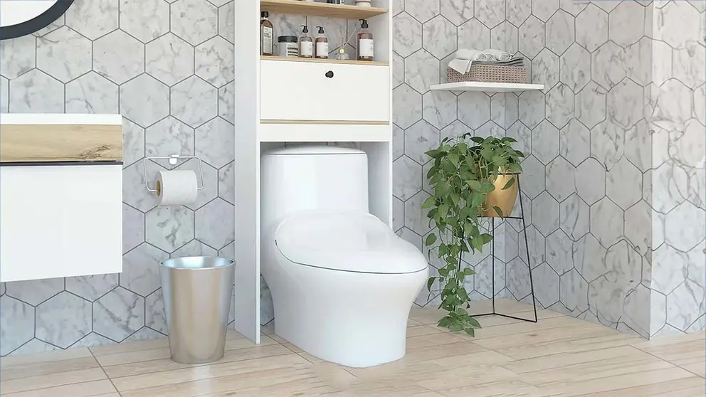 Estanter&iacute;a de Ba&ntilde;o Sobre Inodoro Malaga con estanter&iacute;a Blanco Duna de Leroy Merlin