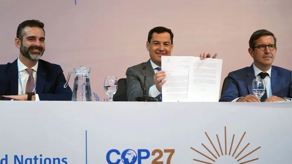 Juanma Moreno expone en la Cumbre del Clima de Dubai las pol&iacute;ticas comprometidas de Andaluc&iacute;a