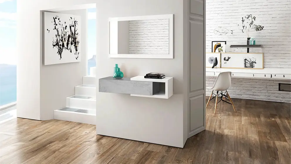 Mueble de recibidor con espejo Noon Blanco Artik de Leroy Merlin