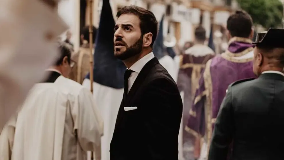 Paco Monje al frente del misterio de la Sagrada Flagelaci&oacute;n