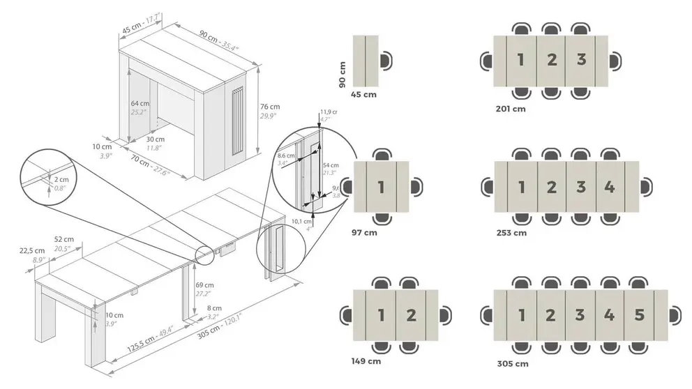 Mesa Consola Extensible Easy MOBILI FIVER en Amazon