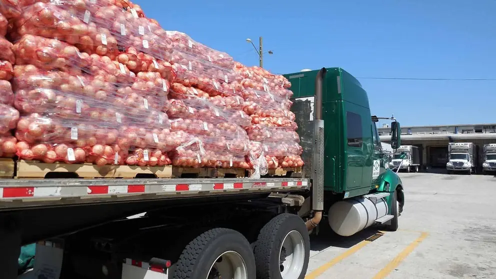 Un cami&oacute;n cargado de cebollas
