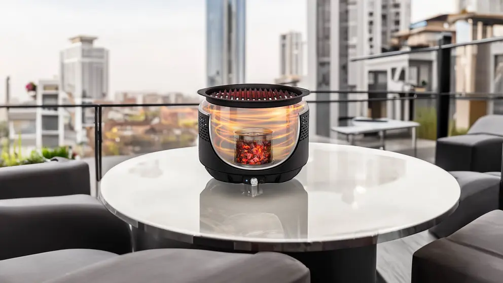 Barbacoa sin humo redonda negra 2 en 1 de Decathlon