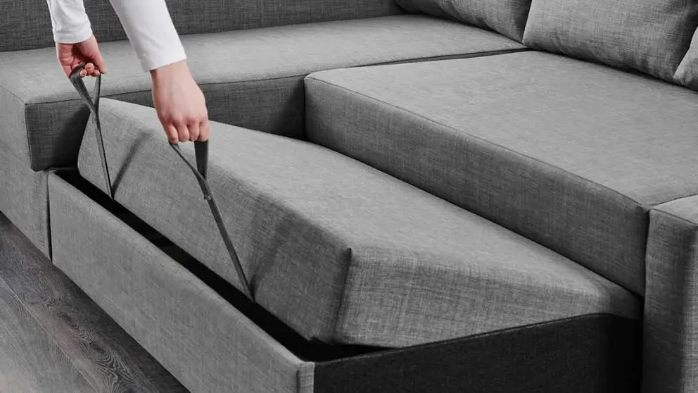 Sof&aacute;-cama con chaiselongue y almacenaje Friheten de Ikea