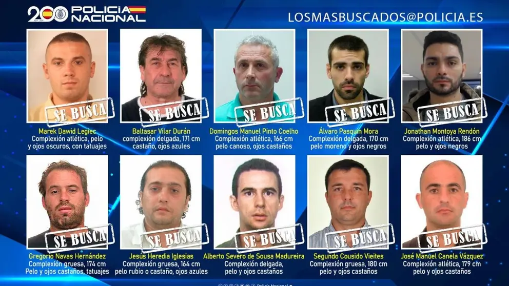 La Polic&iacute;a Nacional busca a diez fugitivos que podr&iacute;an encontrarse en Espa&ntilde;a