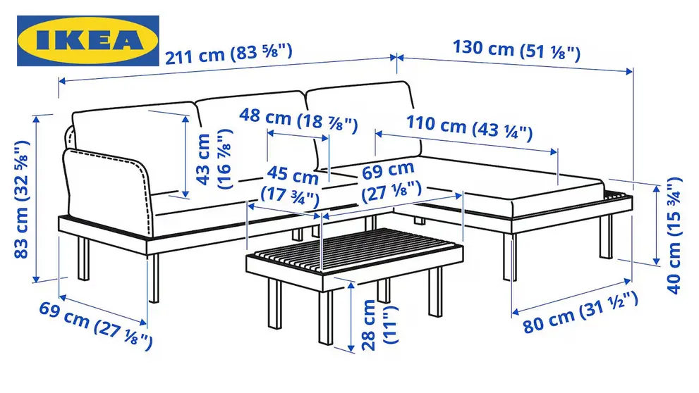 Conjunto de sof&aacute; y mesa REVSK&Auml;R