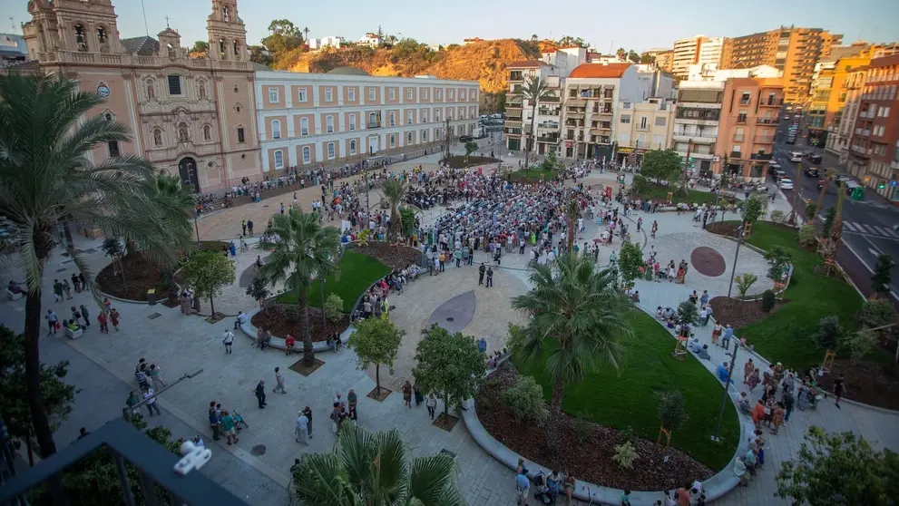 Imagen a&eacute;rea de la plaza de La Merced de Huelva