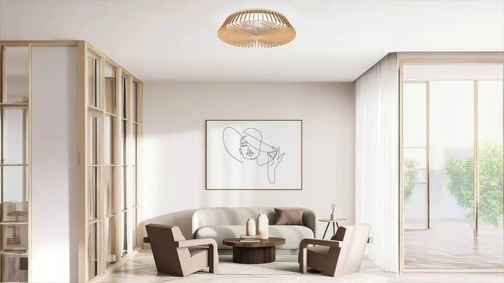 Ventilador de techo con luz motor DC Himalaya de madera