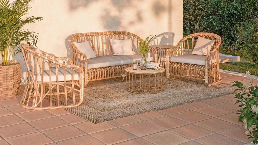 Mesa de jard&iacute;n de rat&aacute;n natural Bombai en Leroy Merlin