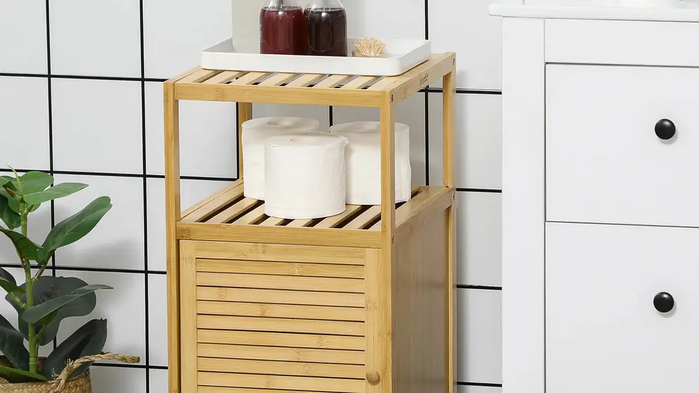Estanter&iacute;a para Ba&ntilde;o kleankin de Bamb&uacute; de Madera Natural