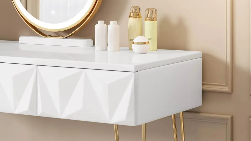 Tocador Maquillaje con Espejo y Luz LED EUGAD