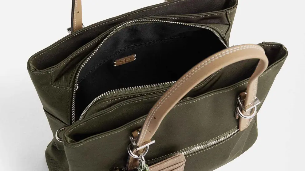 Bolso de mano estilo tote convertible a bandolera con varios compartimentos de El Corte Ingl&eacute;s