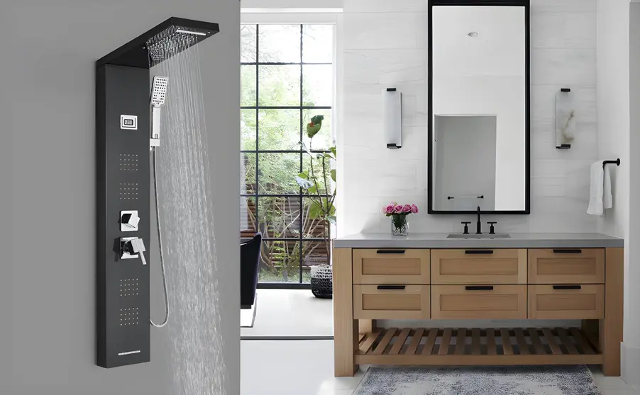 Columna de Hidromasaje con Grifo de Acero Inoxidable