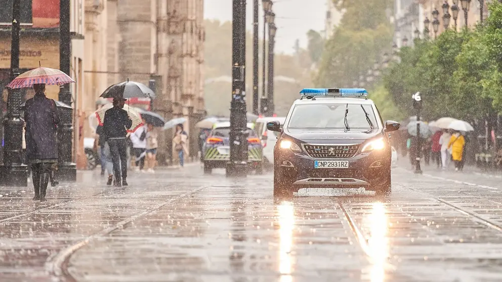 Un coche de la Polic&iacute;a Nacional circulando por Sevilla | Salvador L&oacute;pez Medina