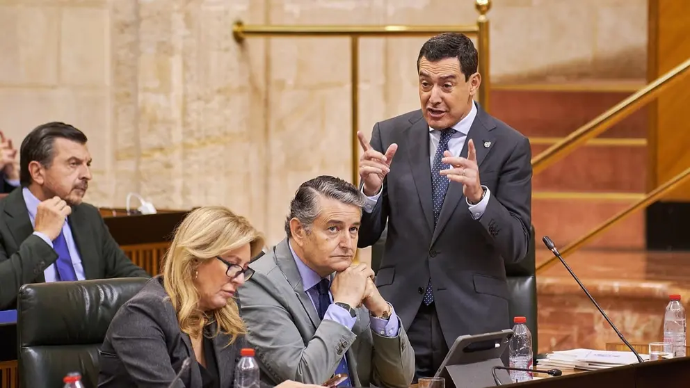 Juanma Moreno, durante su intervenci&oacute;n en el pleno del Parlamento | Salvador L&oacute;pez Medina