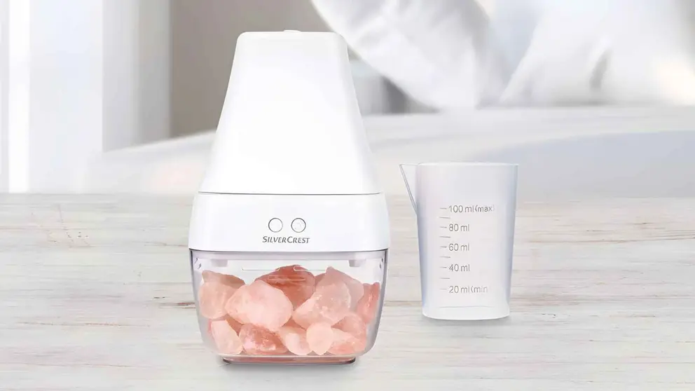 Difusor ultras&oacute;nico con aromaterapia y sal de himalaya Silver Crest de Lidl