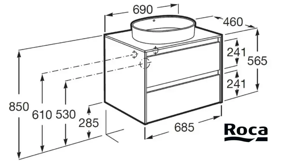 Mueble de ba&ntilde;o con lavabo Alpine ROCA de madera nogal