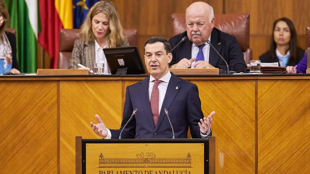 Juanma Moreno ha defendido su gesti&oacute;n en Andaluc&iacute;a durante estos &uacute;ltimos seis a&ntilde;os | Salvador L&oacute;pez Medina