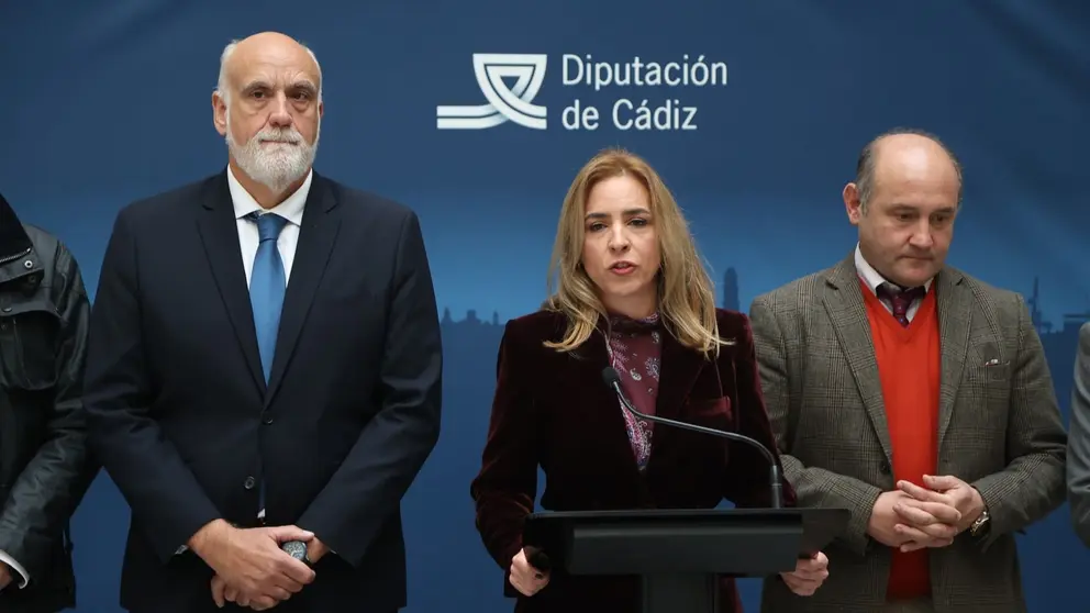 Almudena Mart&iacute;nez, presidenta de la Diputaci&oacute;n de C&aacute;diz, durante su atenci&oacute;n a los medios | Cristo Garc&iacute;a